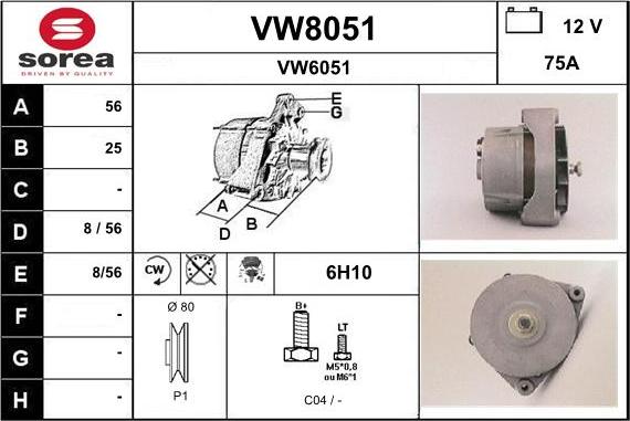 SNRA VW8051 - Генератор autospares.lv