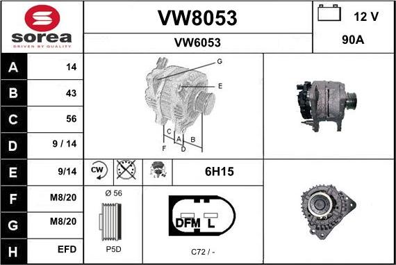 SNRA VW8053 - Генератор autospares.lv