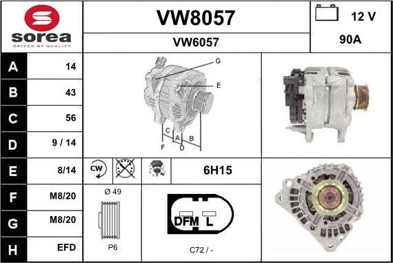 SNRA VW8057 - Генератор autospares.lv