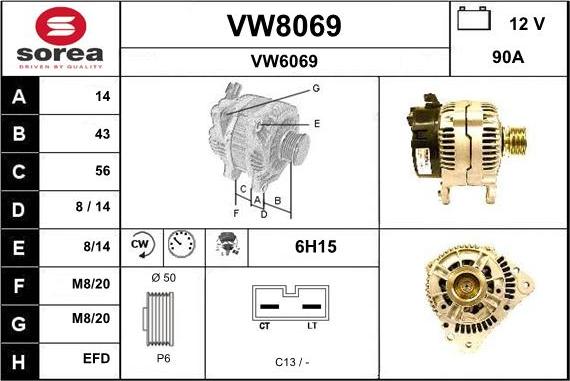 SNRA VW8069 - Генератор autospares.lv