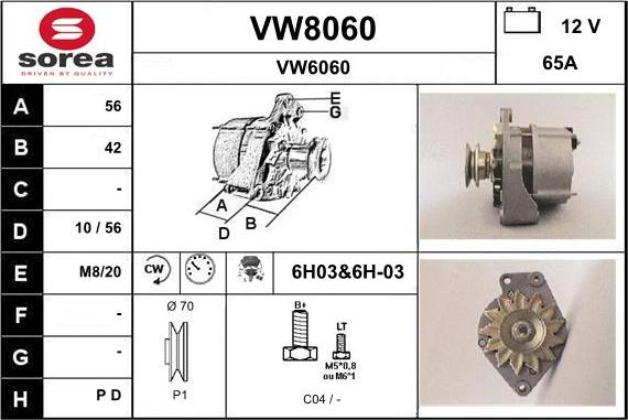 SNRA VW8060 - Генератор autospares.lv