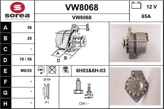 SNRA VW8068 - Генератор autospares.lv