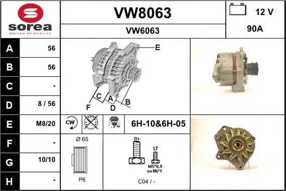 SNRA VW8063 - Генератор autospares.lv