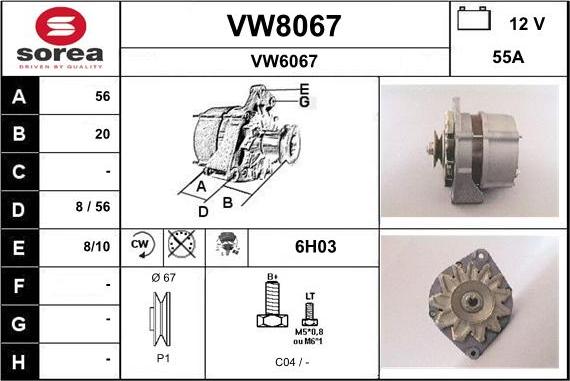 SNRA VW8067 - Генератор autospares.lv