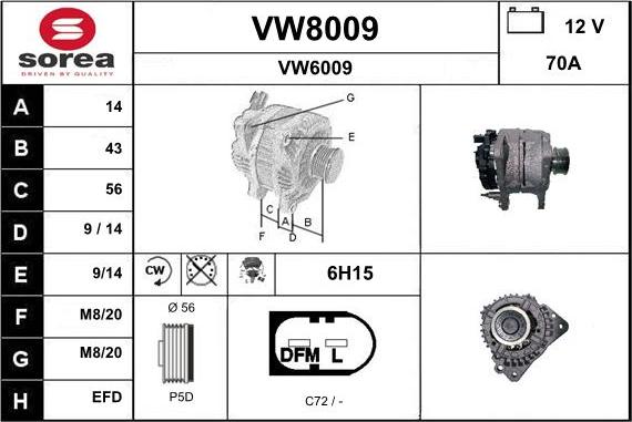 SNRA VW8009 - Генератор autospares.lv