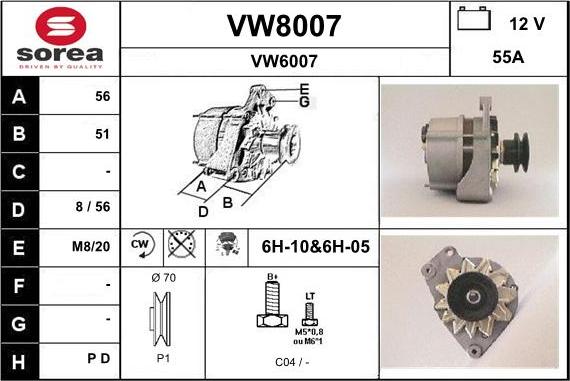 SNRA VW8007 - Генератор autospares.lv
