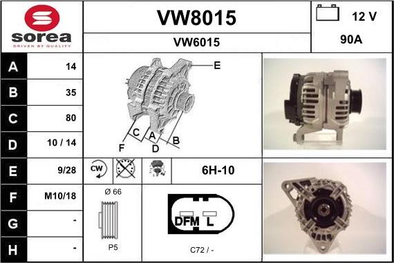 SNRA VW8015 - Генератор autospares.lv