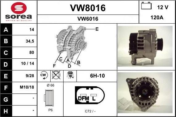 SNRA VW8016 - Генератор autospares.lv