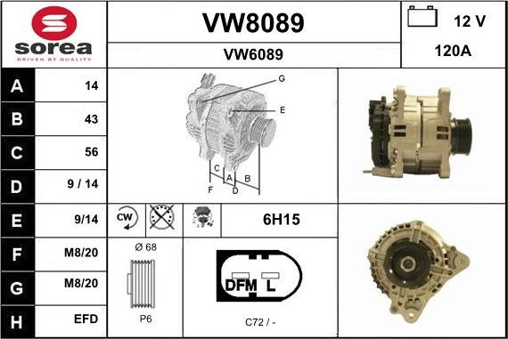 SNRA VW8089 - Генератор autospares.lv