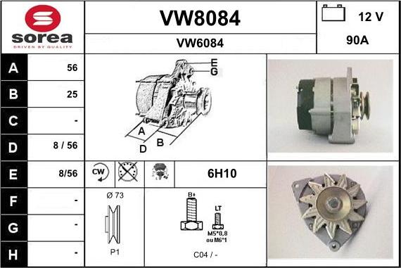 SNRA VW8084 - Генератор autospares.lv