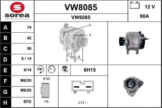 SNRA VW8085 - Генератор autospares.lv