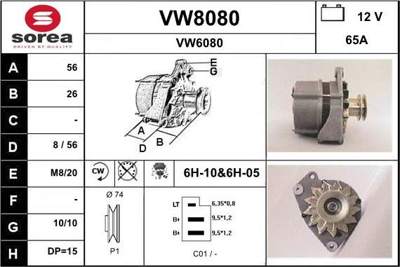 SNRA VW8080 - Генератор autospares.lv