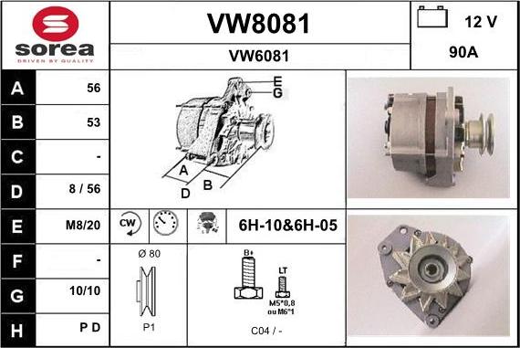 SNRA VW8081 - Генератор autospares.lv