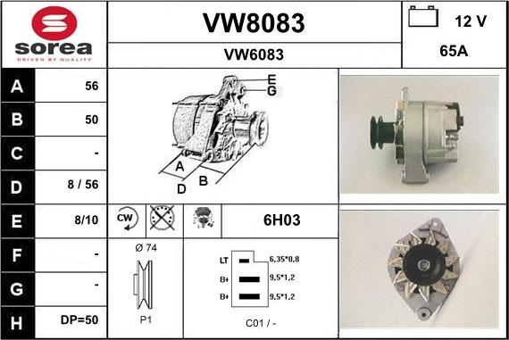 SNRA VW8083 - Генератор autospares.lv