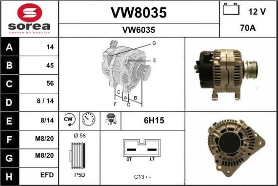 SNRA VW8035 - Генератор autospares.lv