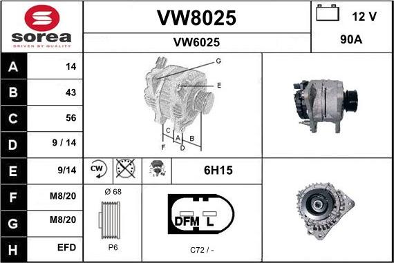 SNRA VW8025 - Генератор autospares.lv