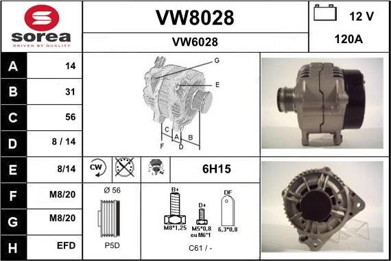 SNRA VW8028 - Генератор autospares.lv