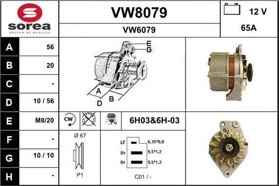 SNRA VW8079 - Генератор autospares.lv