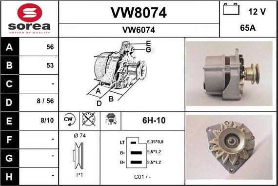 SNRA VW8074 - Генератор autospares.lv
