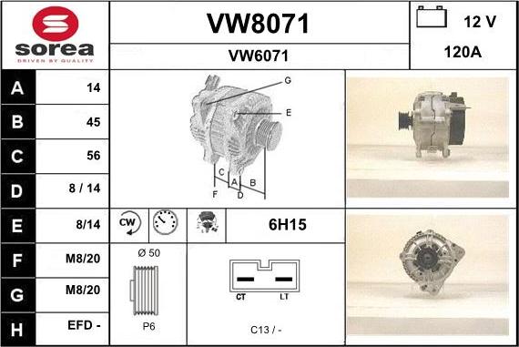 SNRA VW8071 - Генератор autospares.lv