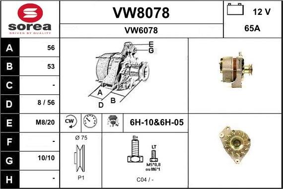 SNRA VW8078 - Генератор autospares.lv