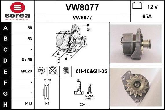 SNRA VW8077 - Генератор autospares.lv