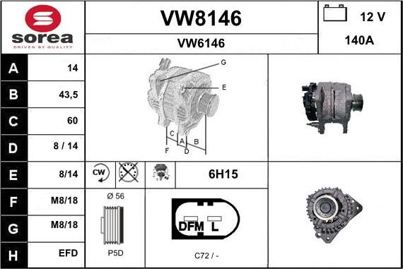 SNRA VW8146 - Генератор autospares.lv