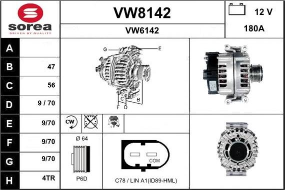 SNRA VW8142 - Генератор autospares.lv
