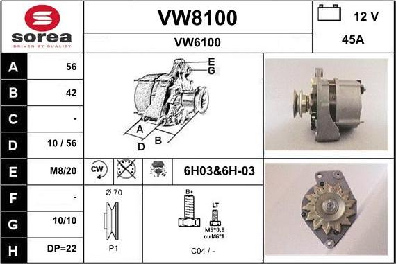 SNRA VW8100 - Генератор autospares.lv