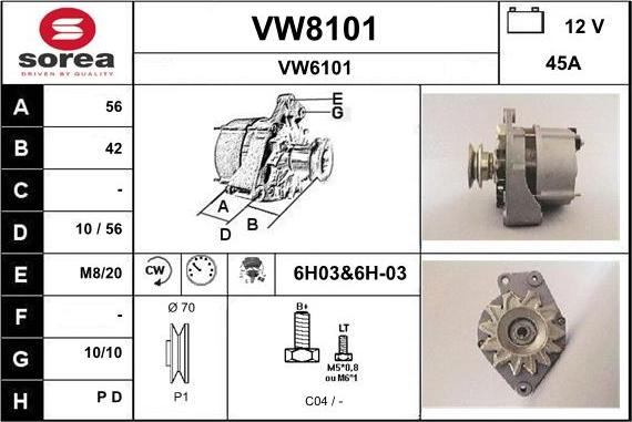 SNRA VW8101 - Генератор autospares.lv