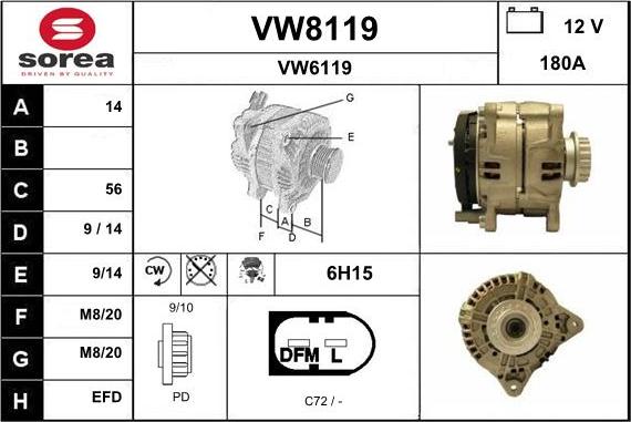 SNRA VW8119 - Генератор autospares.lv