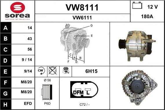 SNRA VW8111 - Генератор autospares.lv