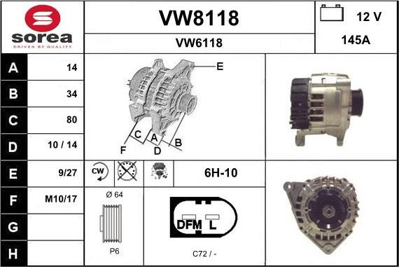 SNRA VW8118 - Генератор autospares.lv