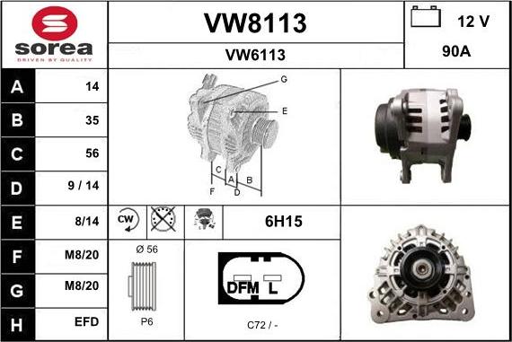 SNRA VW8113 - Генератор autospares.lv