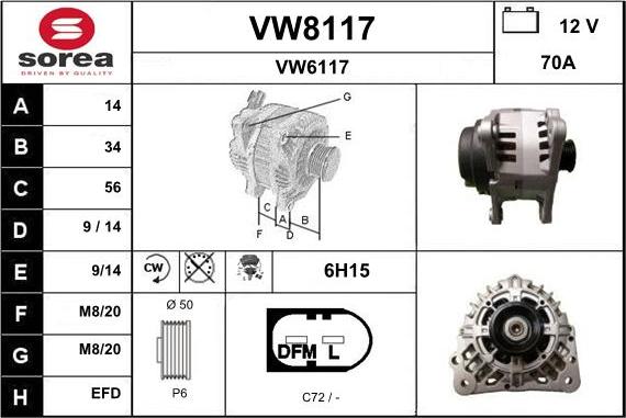 SNRA VW8117 - Генератор autospares.lv
