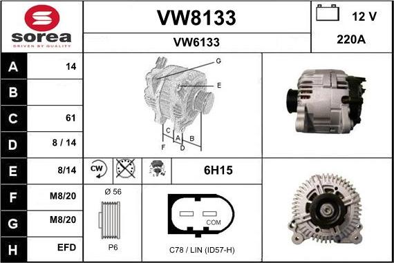 SNRA VW8133 - Генератор autospares.lv