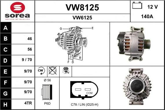 SNRA VW8125 - Генератор autospares.lv