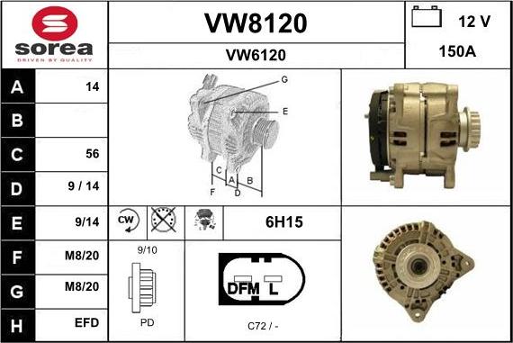 SNRA VW8120 - Генератор autospares.lv