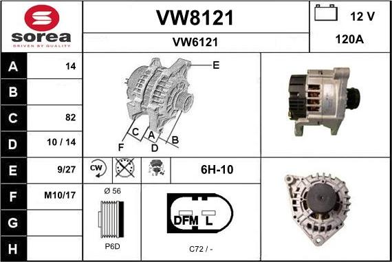 SNRA VW8121 - Генератор autospares.lv