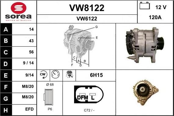 SNRA VW8122 - Генератор autospares.lv