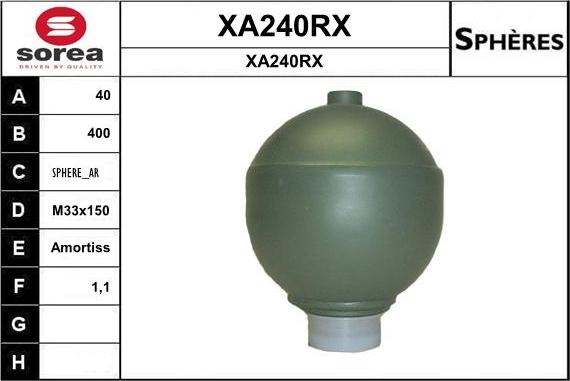 SNRA XA240RX - Гидроаккумулятор, подвеска / амортизация autospares.lv