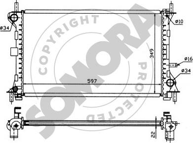 Somora 093441 - Радиатор, охлаждение двигателя autospares.lv