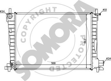 Somora 092343 - Радиатор, охлаждение двигателя autospares.lv