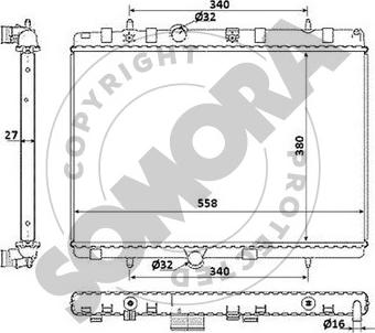 Somora 050440C - Радиатор, охлаждение двигателя autospares.lv