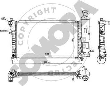 Somora 050240C - Радиатор, охлаждение двигателя autospares.lv