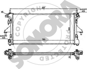 Somora 084240B - Радиатор, охлаждение двигателя autospares.lv