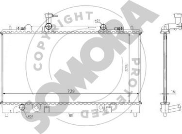 Somora 161141 - Радиатор, охлаждение двигателя autospares.lv