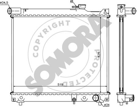 Somora 305040E - Радиатор, охлаждение двигателя autospares.lv