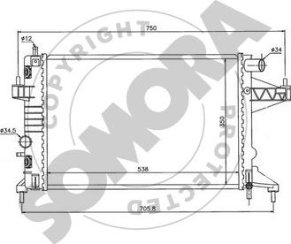 Somora 212540D - Радиатор, охлаждение двигателя autospares.lv