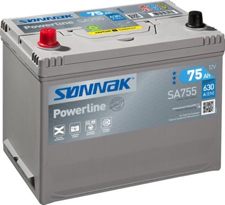 Sonnak SA755 - Стартерная аккумуляторная батарея, АКБ autospares.lv